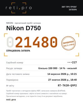 Приклад звіту про пробіг затвора